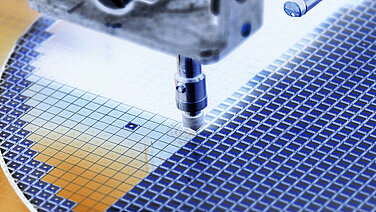 Detailansicht eines Halbleiter-Wafers. 