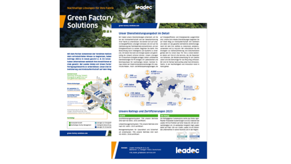 Cover eines Flyers von Leadec zu Green Factory Solutions.